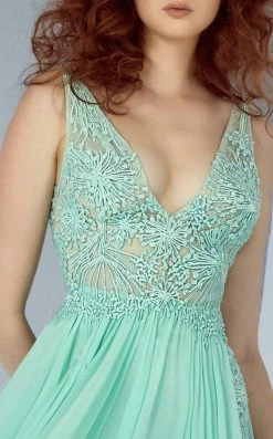 MNM Couture - G0843 Floral Illusion Lace Plunging V-Neck Gown 7 MNM Couture - G0843 Floral Illusion Lace Plunging V-Neck Gown