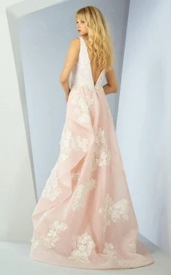 MNM Couture - G0861 Lace Deep V-neck Sheath Dress