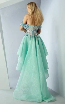 Formal Gowns MNM Couture - G0874 Floral Applique Off-Shoulder Dress With Overskirt 6 Formal Gowns MNM Couture - G0874 Floral Applique Off-Shoulder Dress With Overskirt