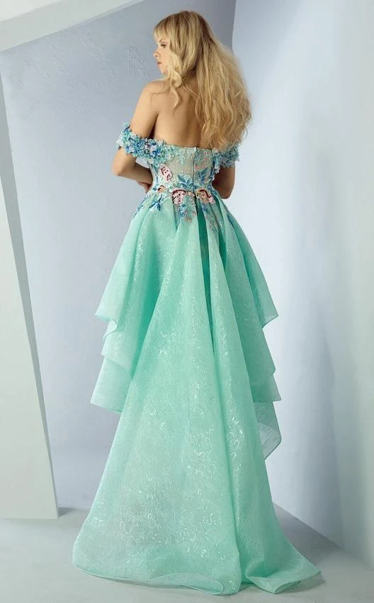 Formal Gowns MNM Couture - G0874 Floral Applique Off-Shoulder Dress With Overskirt 4 Formal Gowns MNM Couture - G0874 Floral Applique Off-Shoulder Dress With Overskirt