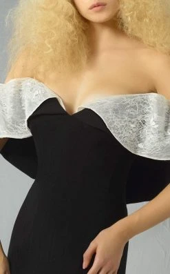 MNM Couture - G0880 Ruffled Lace Off-Shoulder Mermaid Gown Formal Gowns