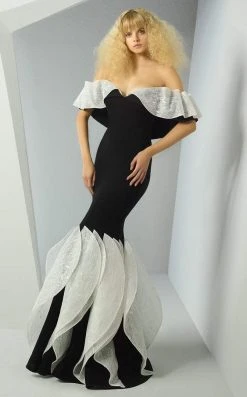 MNM Couture - G0880 Ruffled Lace Off-Shoulder Mermaid Gown Formal Gowns