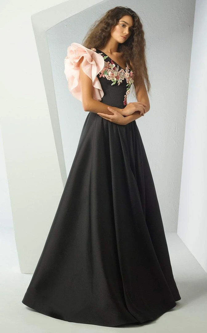 MNM Couture - G0889 Floral And Stone Embellished A-line Gown 3 MNM Couture - G0889 Floral And Stone Embellished A-line Gown