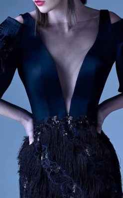 Formal Gowns MNM Couture - G0937 Sheer Fringed Evening Gown With Slit 7 Formal Gowns MNM Couture - G0937 Sheer Fringed Evening Gown With Slit