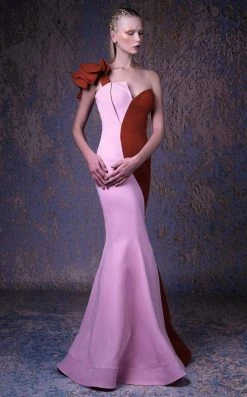 Formal Gowns MNM COUTURE - G1041 Two Tone One Shoulder Mermaid Dress