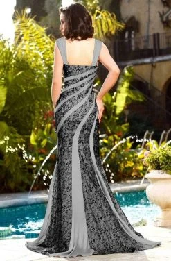 Formal Gowns MNM Couture - JD005 Embellished Square Neck Sheath Dress