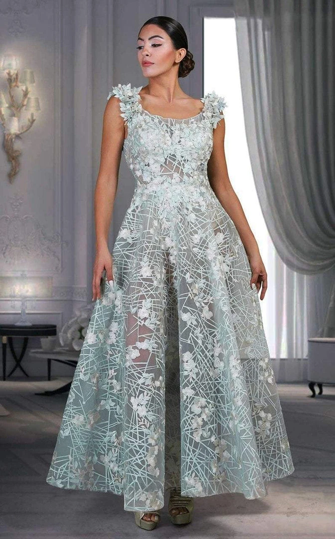 MNM Couture - K3540 Sleeveless Floral Scoop Pleated Long Gown Formal Gowns 3 MNM Couture - K3540 Sleeveless Floral Scoop Pleated Long Gown Formal Gowns