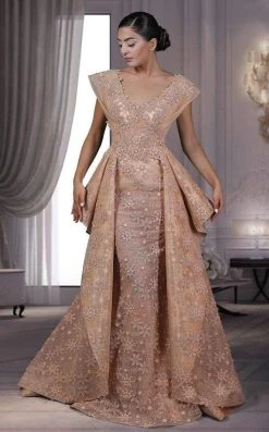 MNM Couture - K3544 Floral Applique Embellished Evening Gown