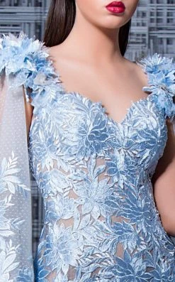 MNM Couture - K3570 Floral Applique Sweetheart Trumpet Dress