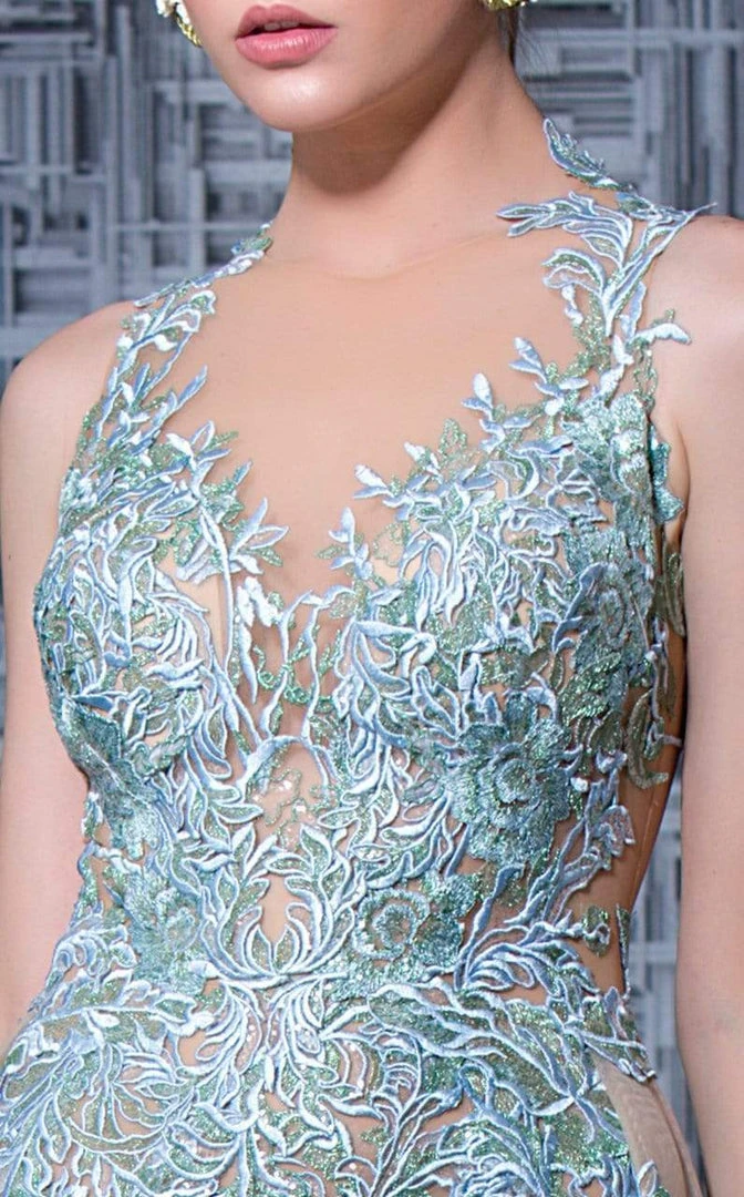 MNM Couture - K3596 Embroidered Illusion Dress With Overskirt 5 MNM Couture - K3596 Embroidered Illusion Dress With Overskirt