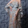 MNM Couture - K3598 Embroidered Caped Illusion Evening Gown Formal Gowns
