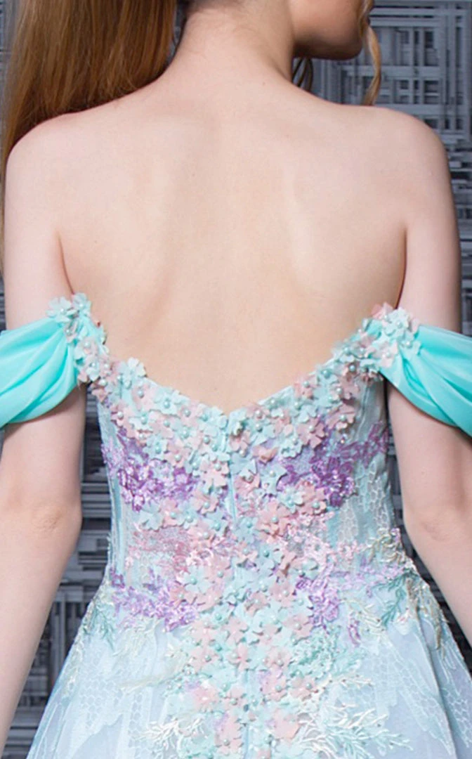 MNM COUTURE - K3605 Floral Lace Off-Shoulder A-Line Dress 5 MNM COUTURE - K3605 Floral Lace Off-Shoulder A-Line Dress