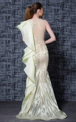 MNM Couture - K3608 Floral Applique Trumpet Dress With Train