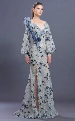 Formal Gowns MNM COUTURE - K3653 Embroidered Asymmetric Neck Trumpet Dress 8 Formal Gowns MNM COUTURE - K3653 Embroidered Asymmetric Neck Trumpet Dress