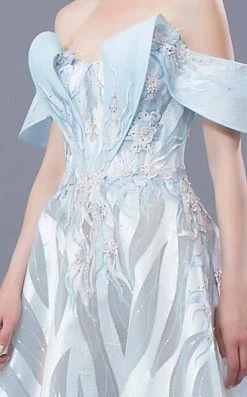 MNM COUTURE - K3654 Lace Embroidered Off-Shoulder A-line Dress Formal Gowns