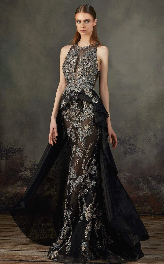 MNM COUTURE - K3696 Embroidered Halter Trumpet Dress 3 MNM COUTURE - K3696 Embroidered Halter Trumpet Dress