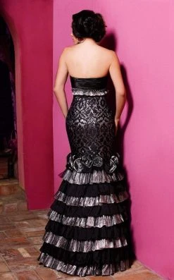 MNM Couture - KH060 Strapless Pleated Floral Layered Mermaid Gown Formal Gowns 6 MNM Couture - KH060 Strapless Pleated Floral Layered Mermaid Gown Formal Gowns