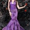 MNM Couture - KH067 Sleeveless Lace Floral Halter Mermaid Gown