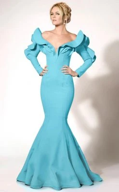 MNM Couture - Long Sleeve Off-Shoulder Mermaid Dress 2285A