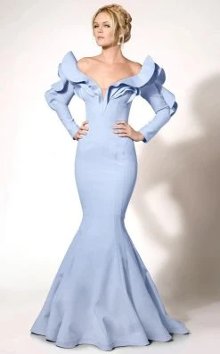 MNM Couture - Long Sleeve Off-Shoulder Mermaid Dress 2285A