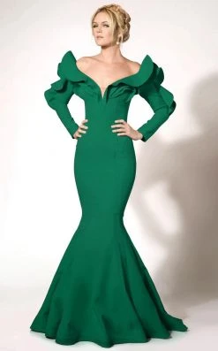 MNM Couture - Long Sleeve Off-Shoulder Mermaid Dress 2285A