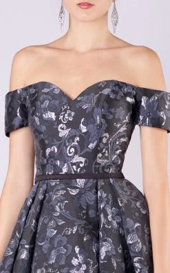 Formal Gowns MNM COUTURE - M0047 Off-shoulder Jacquard Pleated Ballgown