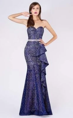 Formal Gowns MNM COUTURE - M0054 Cutout Lace Sweetheart Trumpet Dress