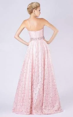 MNM COUTURE - M0060 Strapless Sweetheart Bodice Long Lace Gown Formal Gowns