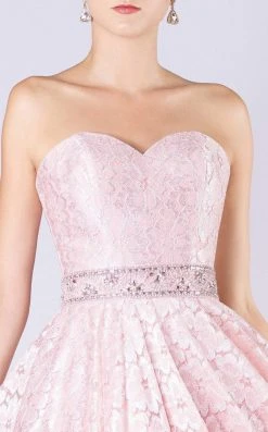 MNM COUTURE - M0060 Strapless Sweetheart Bodice Long Lace Gown Formal Gowns