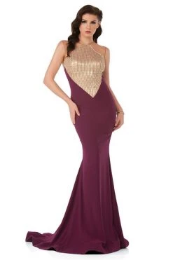 MNM Couture - N0014 Sleeveless Illusion Metallic Trumpet Gown Formal Gowns 8 MNM Couture - N0014 Sleeveless Illusion Metallic Trumpet Gown Formal Gowns