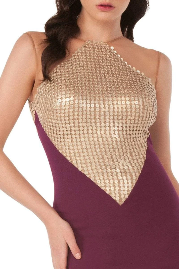 MNM Couture - N0014 Sleeveless Illusion Metallic Trumpet Gown Formal Gowns 6 MNM Couture - N0014 Sleeveless Illusion Metallic Trumpet Gown Formal Gowns