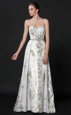 Formal Gowns MNM Couture - N0037 Strapless Metallic Evening Gown