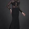 MNM Couture - N0044 Sheer Bodice Long-Sleeved Gown Formal Gowns 2 MNM Couture - N0044 Sheer Bodice Long-Sleeved Gown Formal Gowns