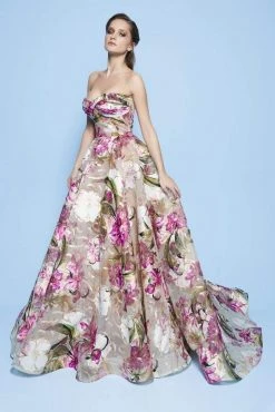 MNM Couture - N0235 Strapless Floral Print Sweetheart Ballgown 6 MNM Couture - N0235 Strapless Floral Print Sweetheart Ballgown