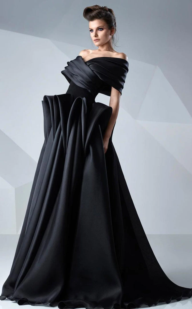 MNM Couture - Origami Off-Shoulder Gown G0621 Formal Gowns 3 MNM Couture - Origami Off-Shoulder Gown G0621 Formal Gowns
