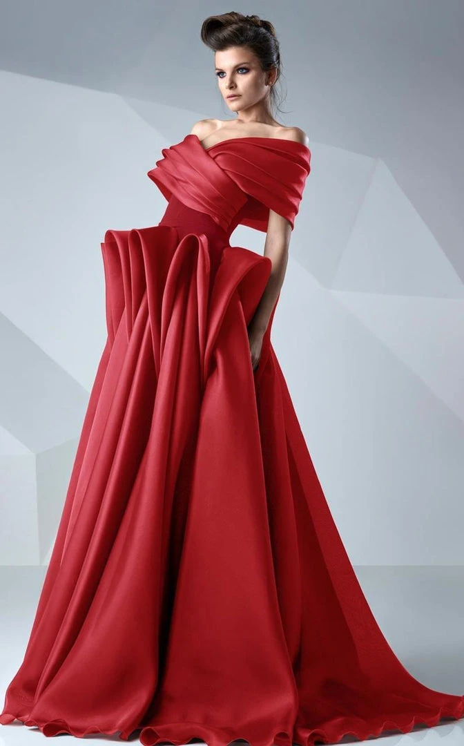 MNM Couture - Origami Off-Shoulder Gown G0621 Formal Gowns 5 MNM Couture - Origami Off-Shoulder Gown G0621 Formal Gowns