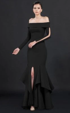 Formal Gowns MNM Couture - Ruffled Off Shoulder Trumpet Gown N0043