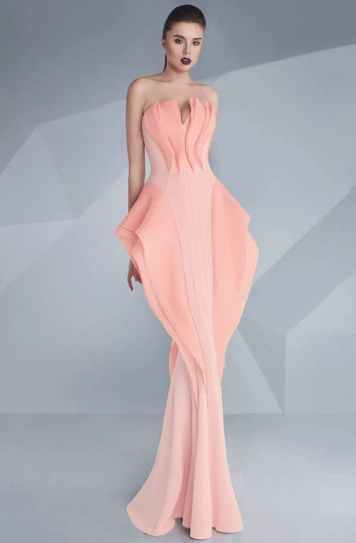 Formal Gowns MNM Couture - Strapless Folded Mermaid Gown G0616 3 Formal Gowns MNM Couture - Strapless Folded Mermaid Gown G0616