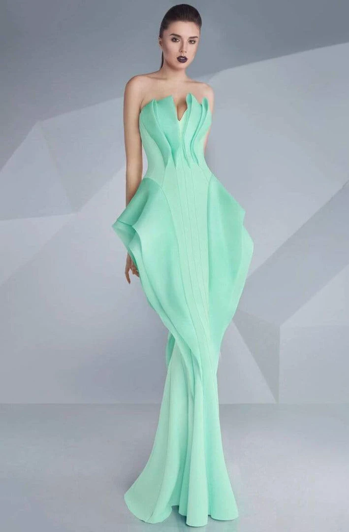Formal Gowns MNM Couture - Strapless Folded Mermaid Gown G0616 5 Formal Gowns MNM Couture - Strapless Folded Mermaid Gown G0616