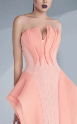 Formal Gowns MNM Couture - Strapless Folded Mermaid Gown G0616