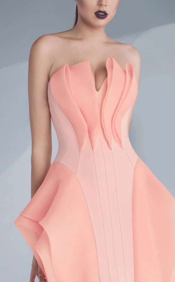 Formal Gowns MNM Couture - Strapless Folded Mermaid Gown G0616 4 Formal Gowns MNM Couture - Strapless Folded Mermaid Gown G0616