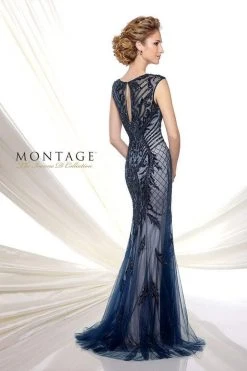 Mon Cheri - 116D31 Embellished Bateau Tulle Trumpet Dress Formal Gowns