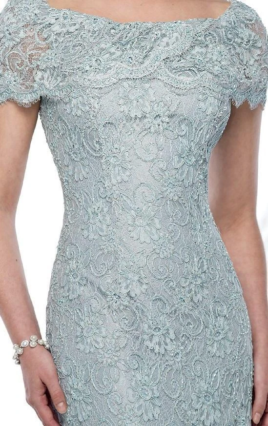 Formal Gowns Mon Cheri - 215D03 Bateau Scalloped Lace Applique Evening Gown - 1 Pc Blue Willow In Size 8 Available 5 Formal Gowns Mon Cheri - 215D03 Bateau Scalloped Lace Applique Evening Gown - 1 Pc Blue Willow In Size 8 Available