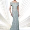 Formal Gowns Mon Cheri - 215D03 Bateau Scalloped Lace Applique Evening Gown - 1 Pc Blue Willow In Size 8 Available 2 Formal Gowns Mon Cheri - 215D03 Bateau Scalloped Lace Applique Evening Gown - 1 Pc Blue Willow In Size 8 Available