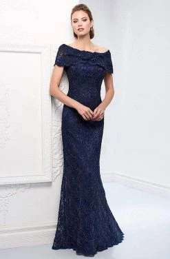 Formal Gowns Mon Cheri - 215D03 Bateau Scalloped Lace Applique Evening Gown - 1 Pc Blue Willow In Size 8 Available 9 Formal Gowns Mon Cheri - 215D03 Bateau Scalloped Lace Applique Evening Gown - 1 Pc Blue Willow In Size 8 Available