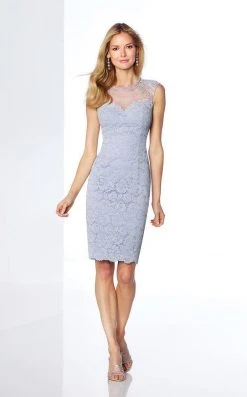 Mon Cheri Fitted Lace Short Dress 117820 - 1 Pc Light Periwinkle In Size 6 Available Cocktail Dresses