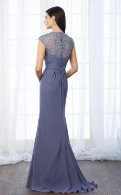 Mon Cheri - Laced Deep V-Neck Sheath Dress 217648 Formal Gowns