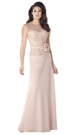 Mon Cheri One Shoulder Dress In Stone 114927 - 1 Pc Indigo In Size 4 And 1 Pc Stone In Size 8 Available