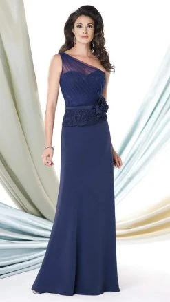 Mon Cheri One Shoulder Dress In Stone 114927 - 1 Pc Indigo In Size 4 And 1 Pc Stone In Size 8 Available