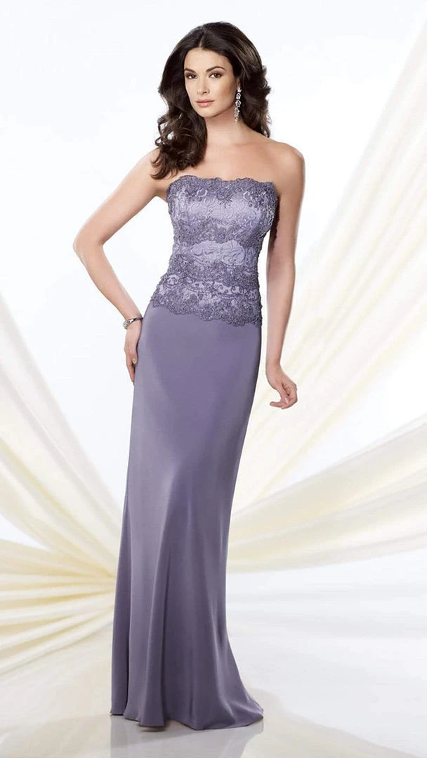 Mon Cheri - Strapless Scalloped Lace Long Dress 214942 - 1 Pc Delphinium In Size 6 Available Formal Gowns 3 Mon Cheri - Strapless Scalloped Lace Long Dress 214942 - 1 Pc Delphinium In Size 6 Available Formal Gowns